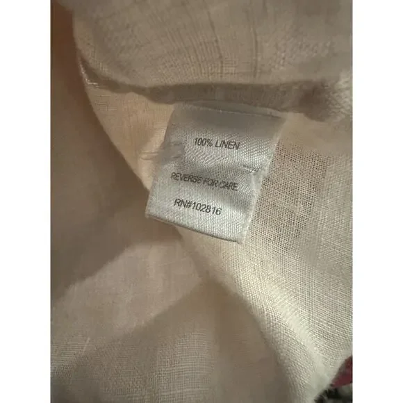 Garnet Hill Linen Button Up Pocket Shirt Light Pink Sheer Long Sleeve Size 12 - Picture 14 of 16